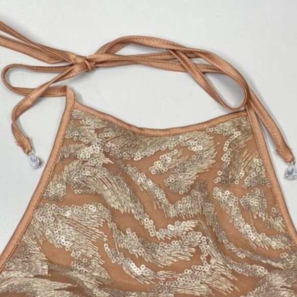 NEW HOUSE OF CB Women Maxi Dress Rose Gold Size XS Giada Embroidered Sequin Gown - Picture 5 of 6